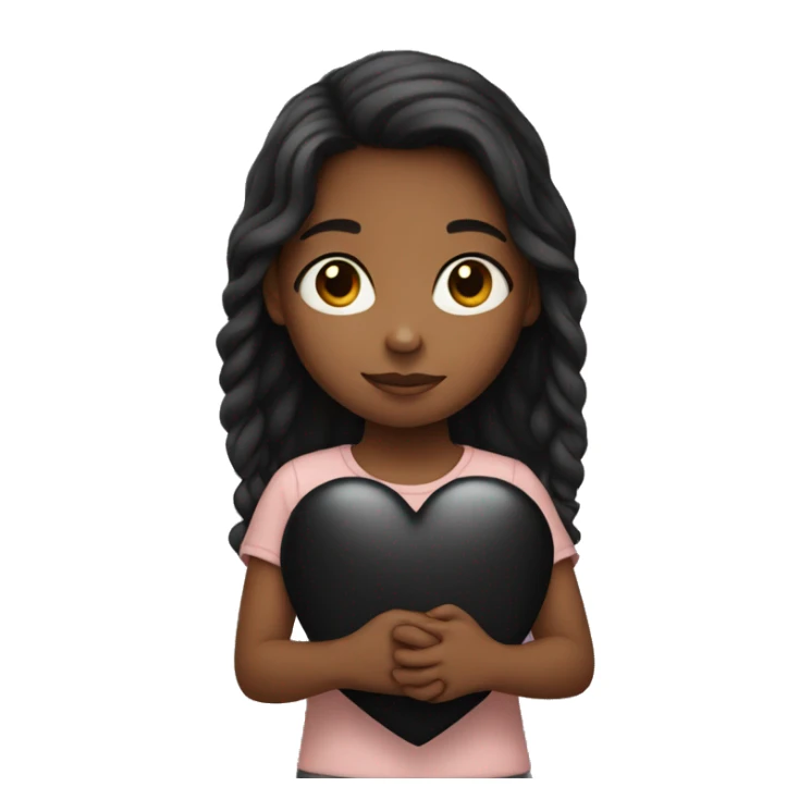 girl holding black heart  sticker