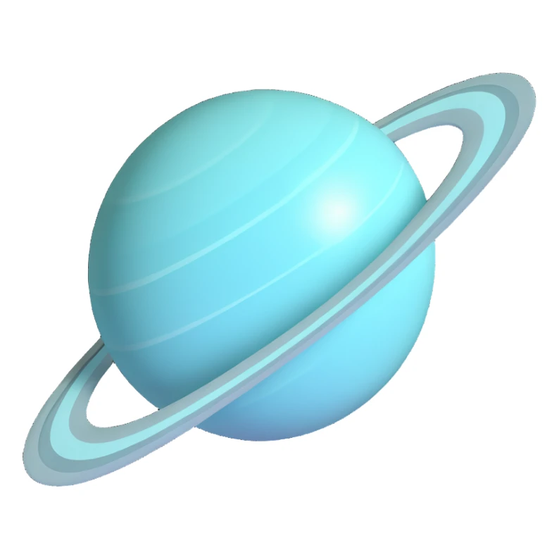 the planet Uranus with its rings, 3D look, soft shading, no text sticker