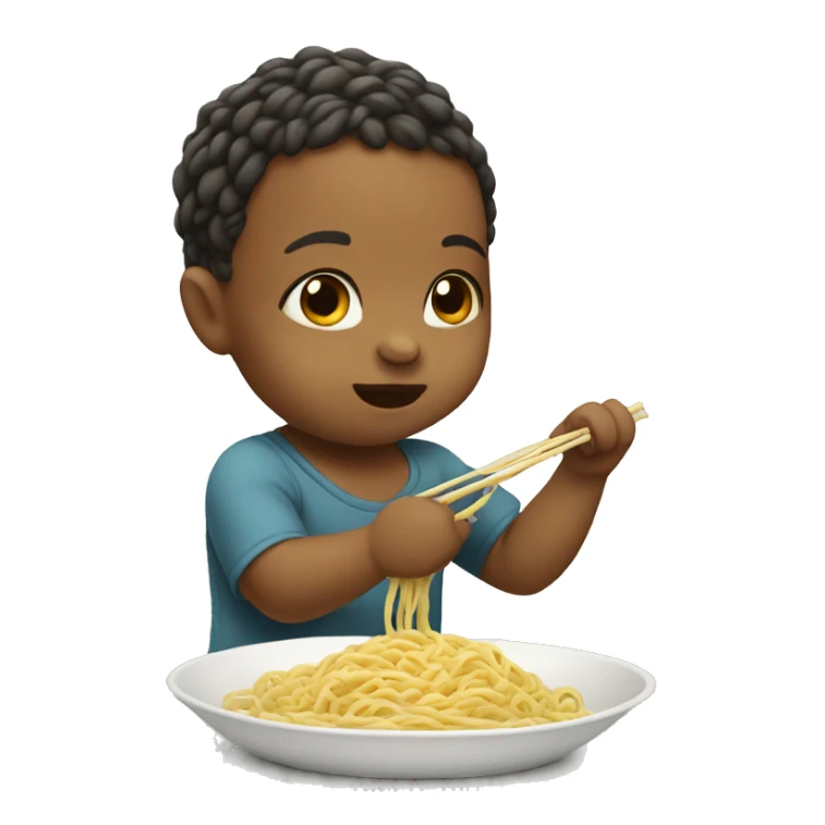 baby eating noodles sticker