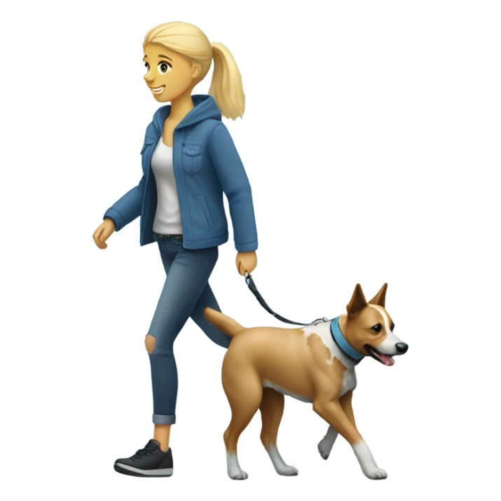 Blonde girl walking a blue heeler sticker