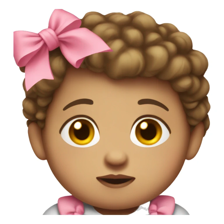 chunky baby with thing short brown hair and pink bow sticker