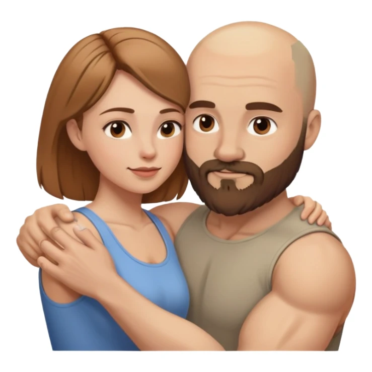 Beautiful light brown hair touching her muscular bald beard husband sticker