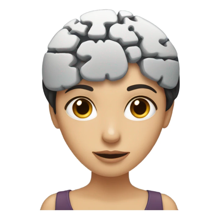 A woman with dark hair holding a brain in her hands, extending it outward, symbolizing offering or sharing knowledge, with a thoughtful and expressive look. sticker