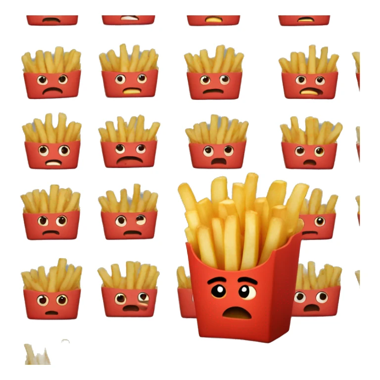 Red box french fries with tired eyes and lock beard sticker