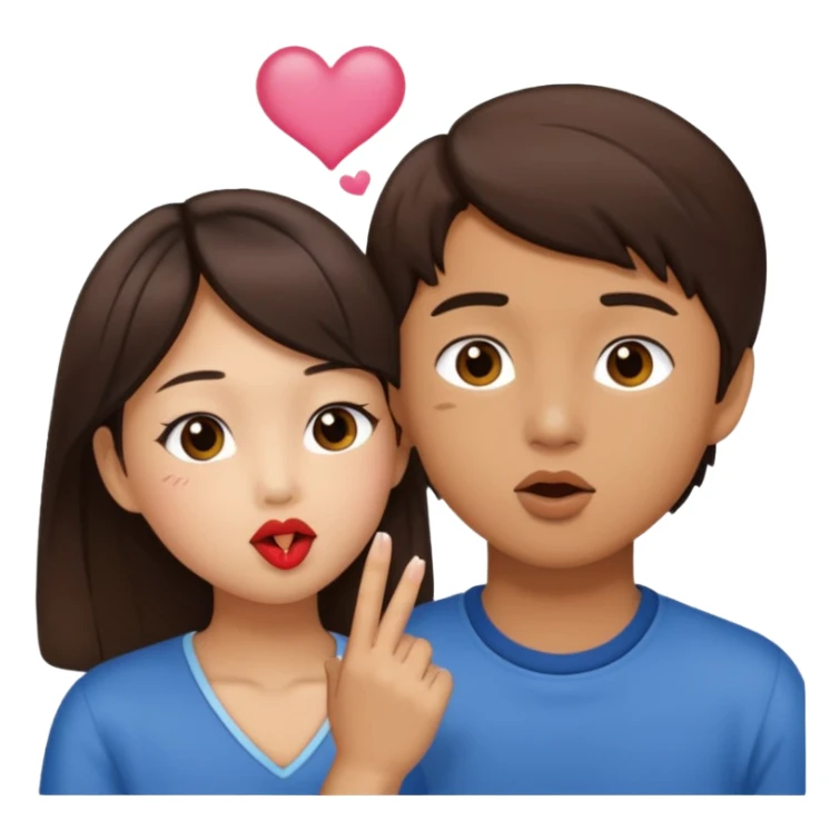 Asian girl blowing kiss to brunette boy  sticker