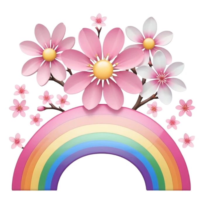 Cute Pastel pink and white Cherry Blossom Sakura Starburst Rainbow sticker