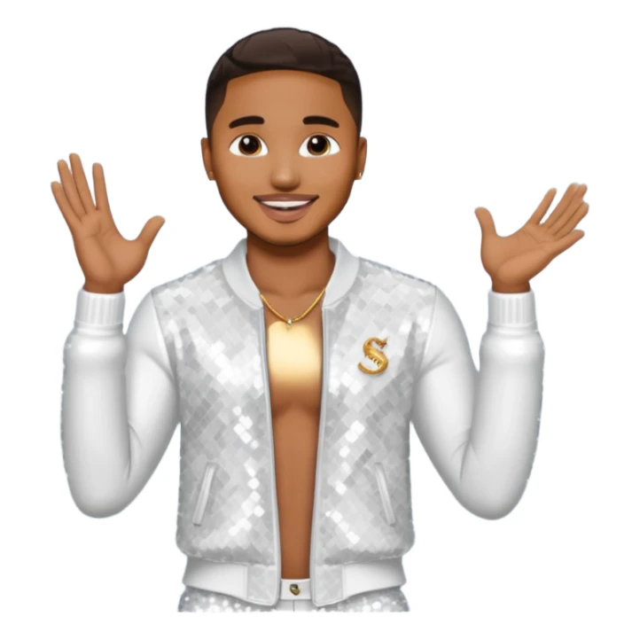 Trey Songz with white sequin outfit sticker