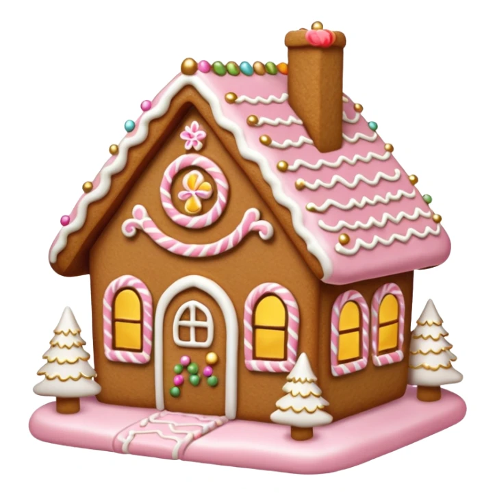 light pink and gold and white gingerbread house sticker