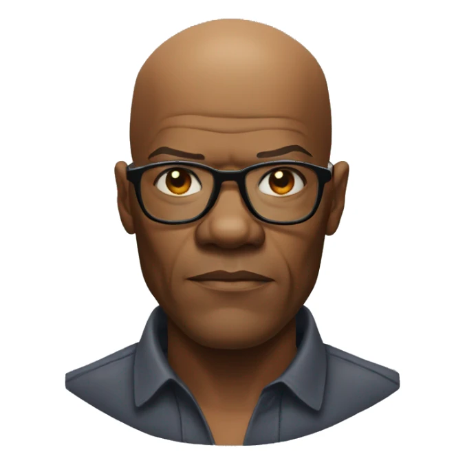 bald samuel l jackson serious wearing shirt sticker