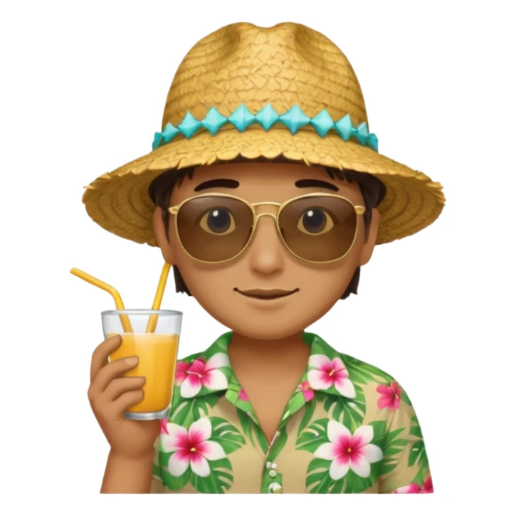 golden with sunglasses and straw hat, hawaii shirt sticker