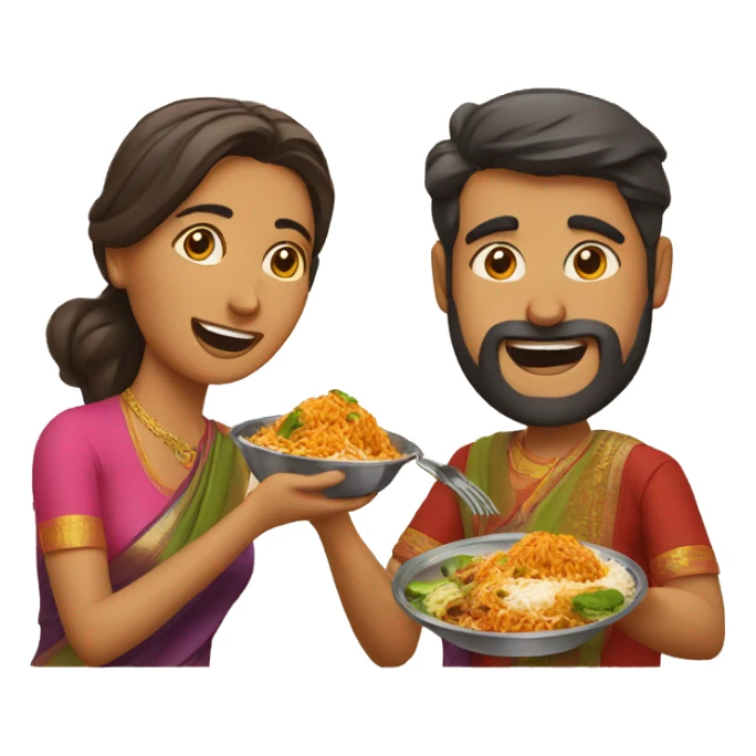 Man anda woman eating biryani  sticker