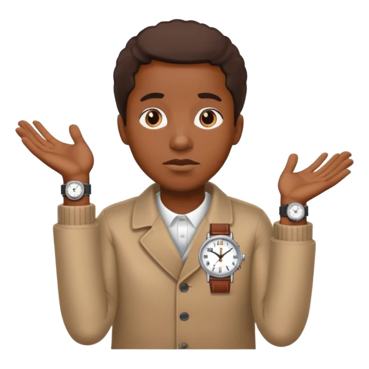 African American shrugging with watch on  sticker