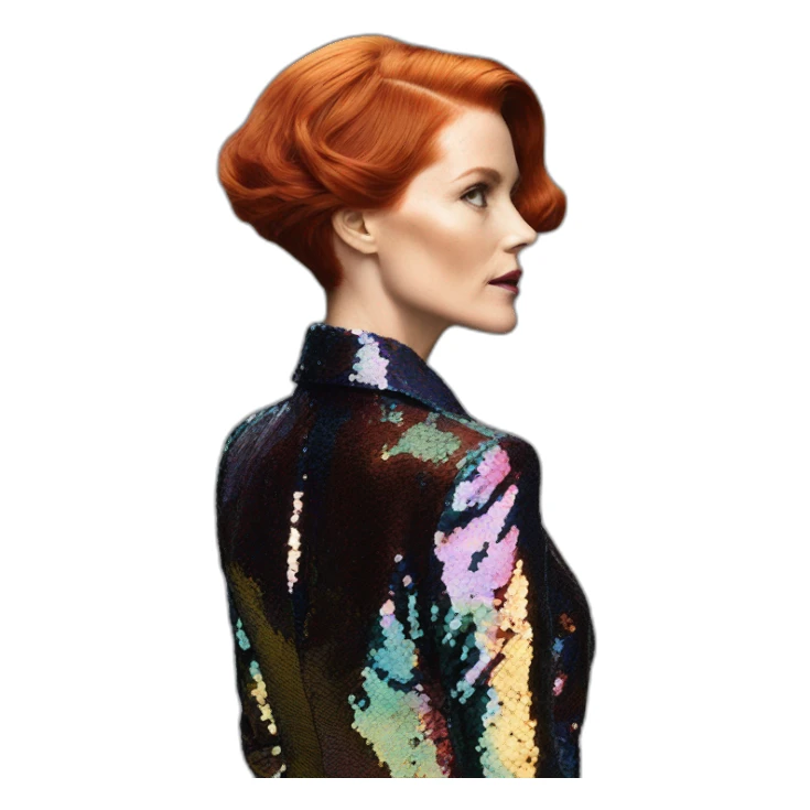 Audrey fleurot hair on the back multicolored sequined suit sticker