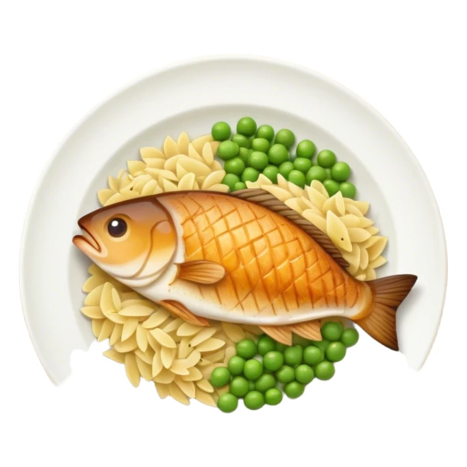 Fish filet with orzo peas and potato sticker