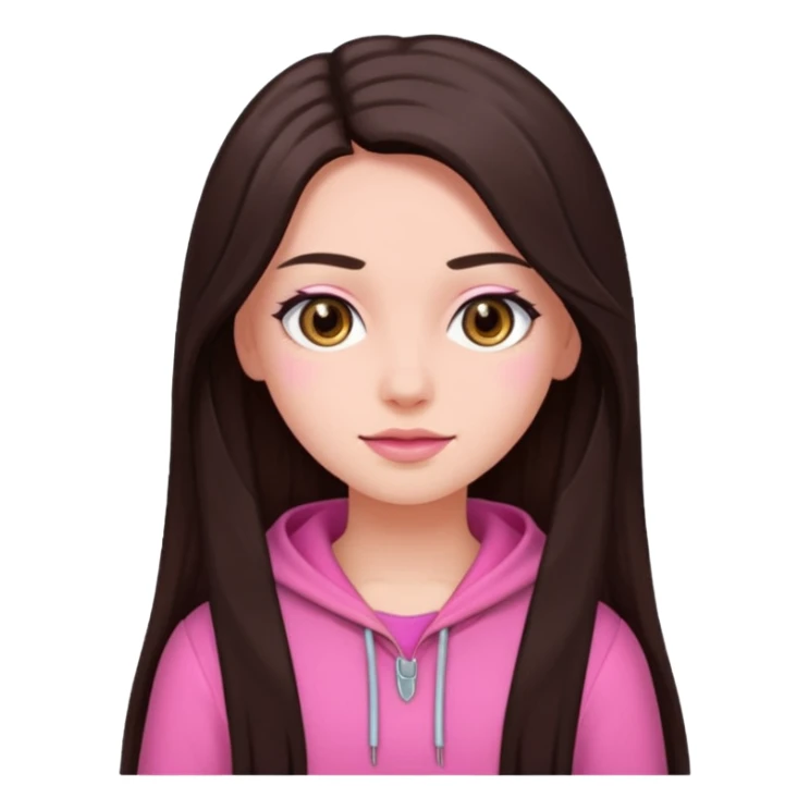 Azzyland with dark brown long hair, pink outfit sticker