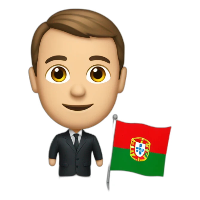 Macron with a flag of portugal sticker