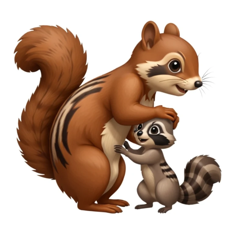 squirrel pulling tail out of raccoon butt sticker