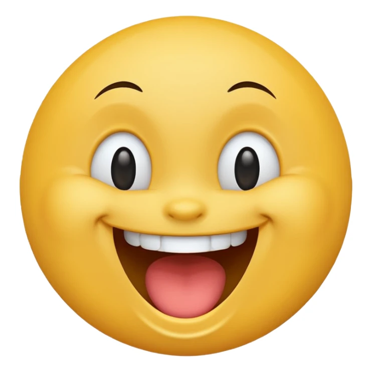 Emoji, yellow round laughing face, wide smile sticker