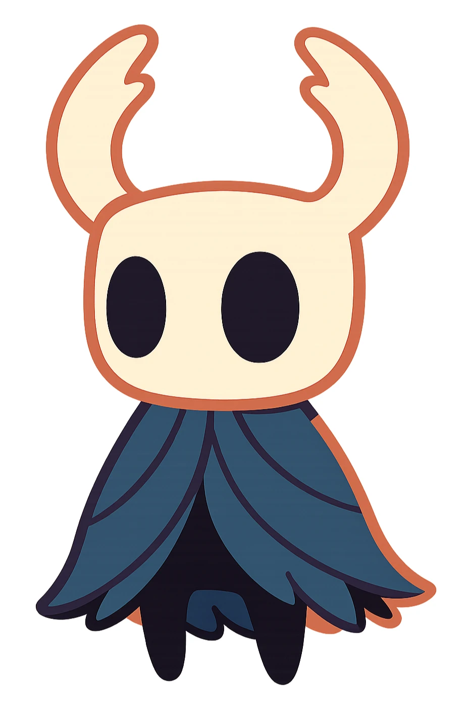 Hollow Knight game mask, cartoon style, soft colors sticker