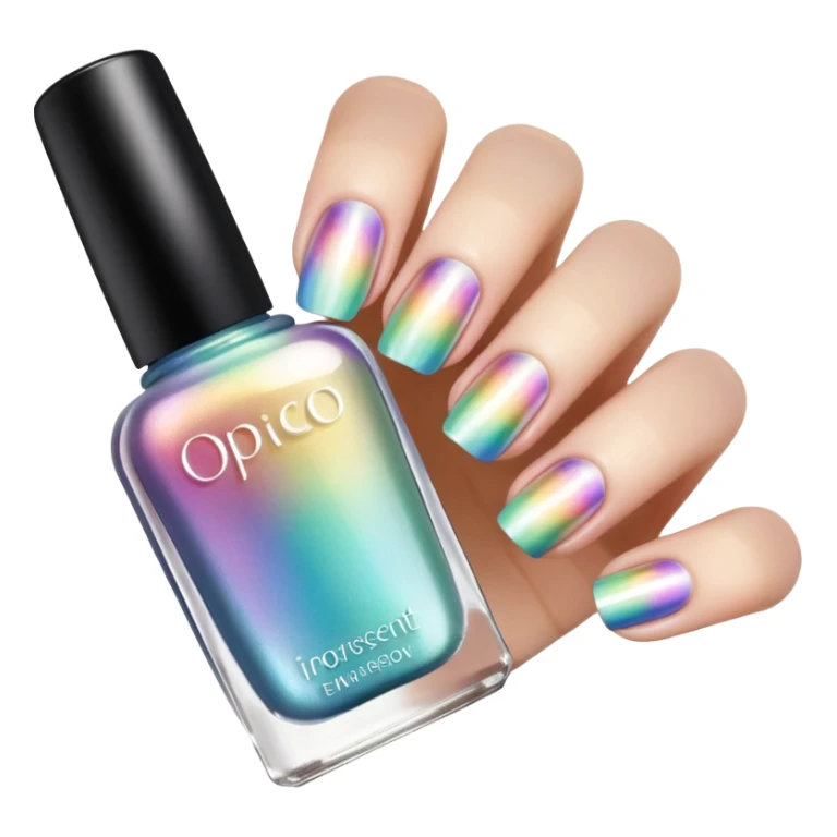 Colorshifting incredibly beautiful opalescent, pearlescent rainbow effect Nail polish, translucent bottle sticker