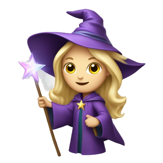 Blonde female wizard with iridescent star wand sticker