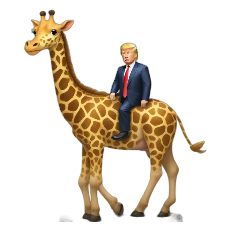 Putin and Trump riding a huge giraffe pig sticker