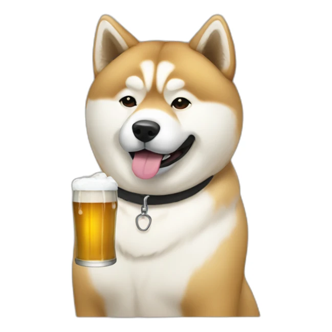 Akita drinking beer  sticker