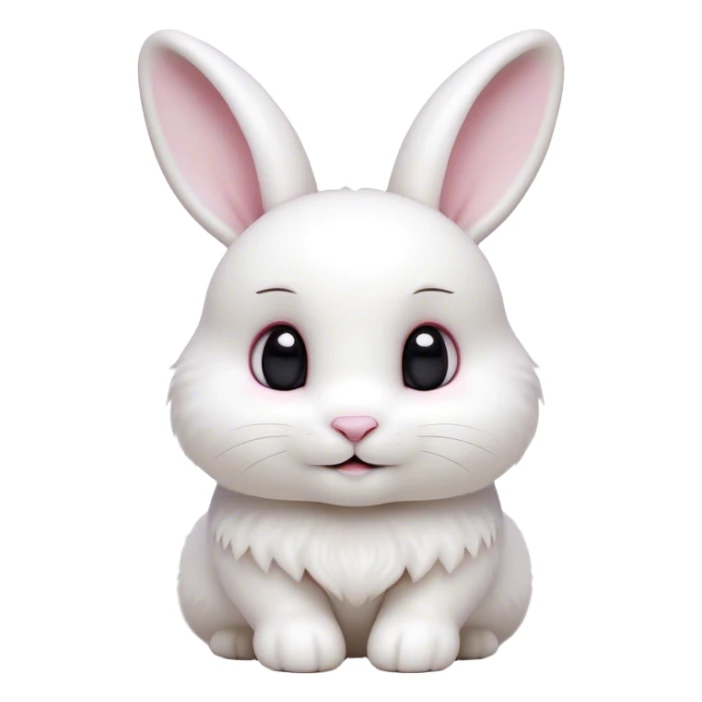 Cinematic Cute White Rabbit Portrait Emoji, Head tilted playfully and inquisitively, featuring a luxurious, silky white fur with soft, twitching ears, round, sparkling dark eyes filled with curiosity, Simplified yet irresistibly adorable features, highly detailed, glowing with a warm, friendly glow, high shine, affectionate and lively, stylized with a touch of whimsy, bright and endearing, soft glowing outline, capturing the essence of a mischievous yet loving bunny, so playful it feels like it could hop out of the screen and into your arms! sticker