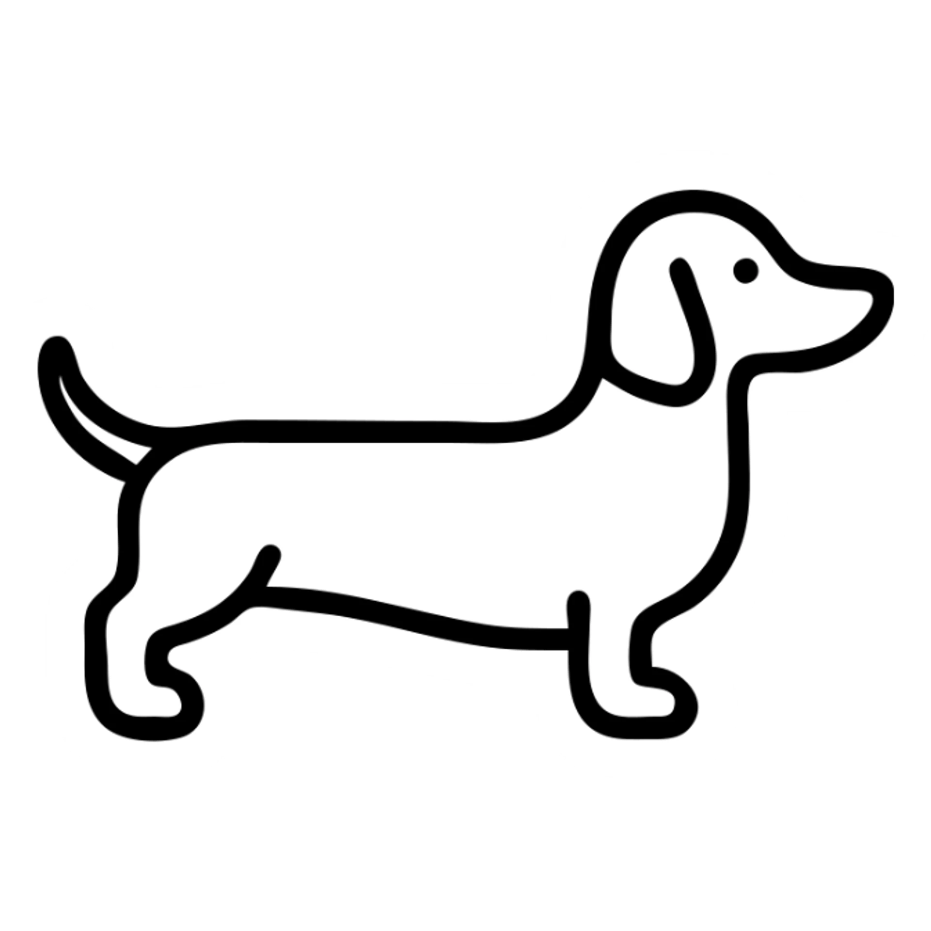 simple lineal drawing of a whole brown dachshund dog, icon format for text posts, no background sticker