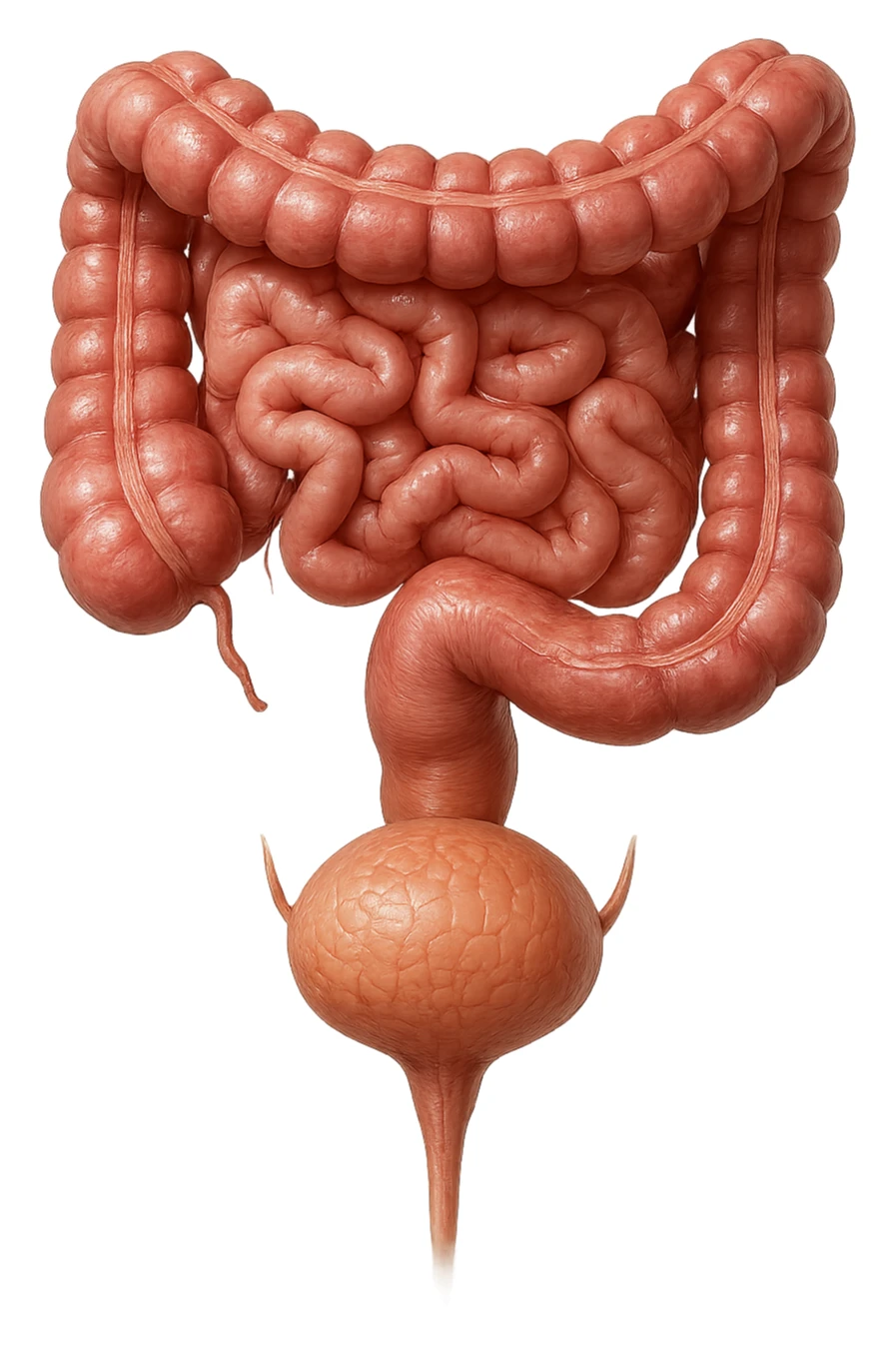 intestino e vescica anatomici realistici solo collegati verticalmente, iperrealistico 4k sticker