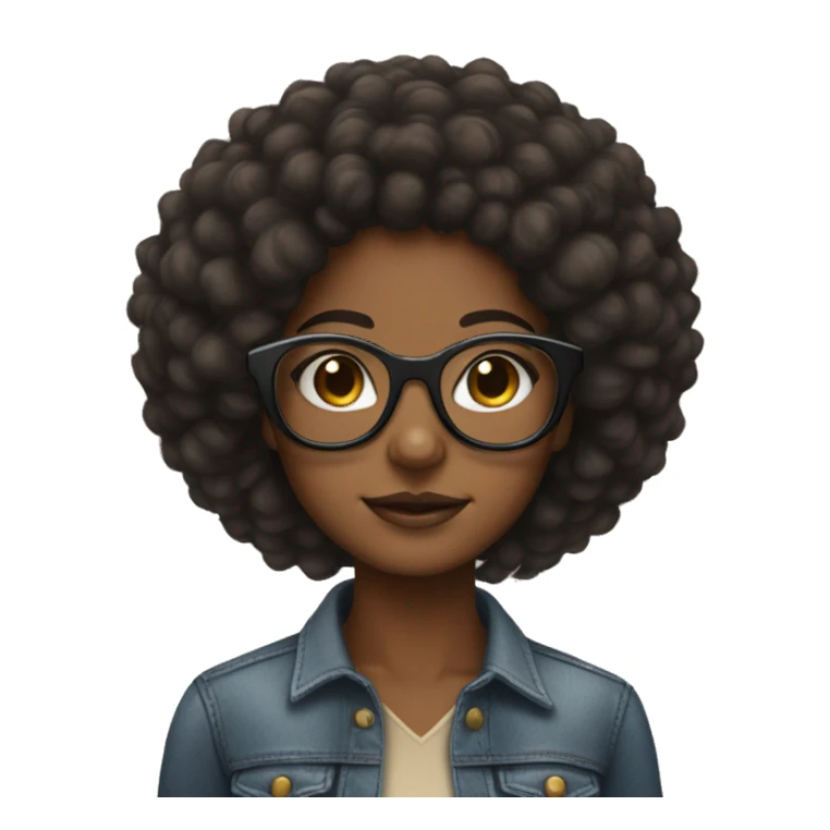 Brown skin girl with Afro and clear glasses sticker