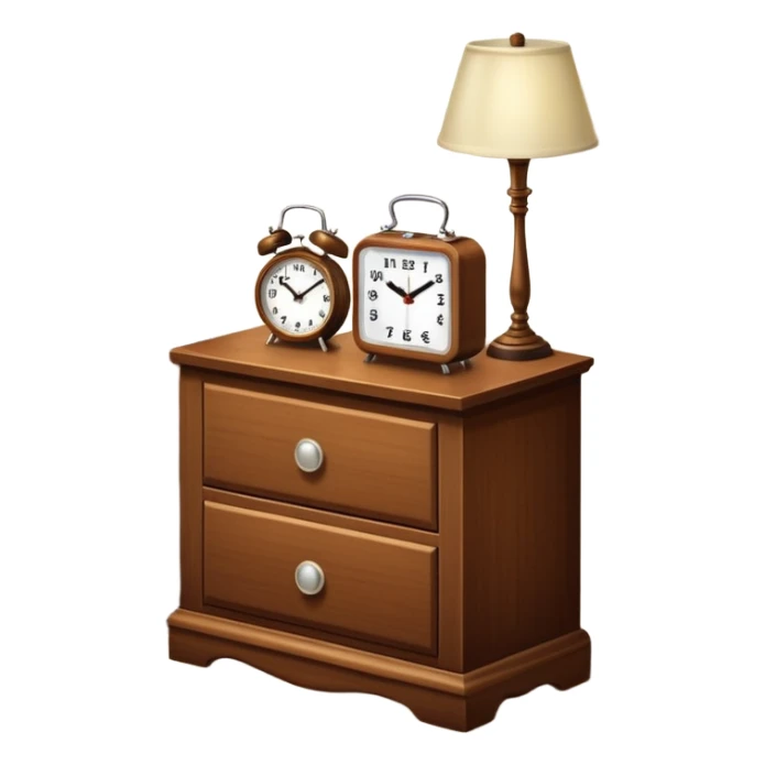 Cupboard-commode-drawer-night-stand with a night lamp on, a photo on, and a digital alarm clock on sticker