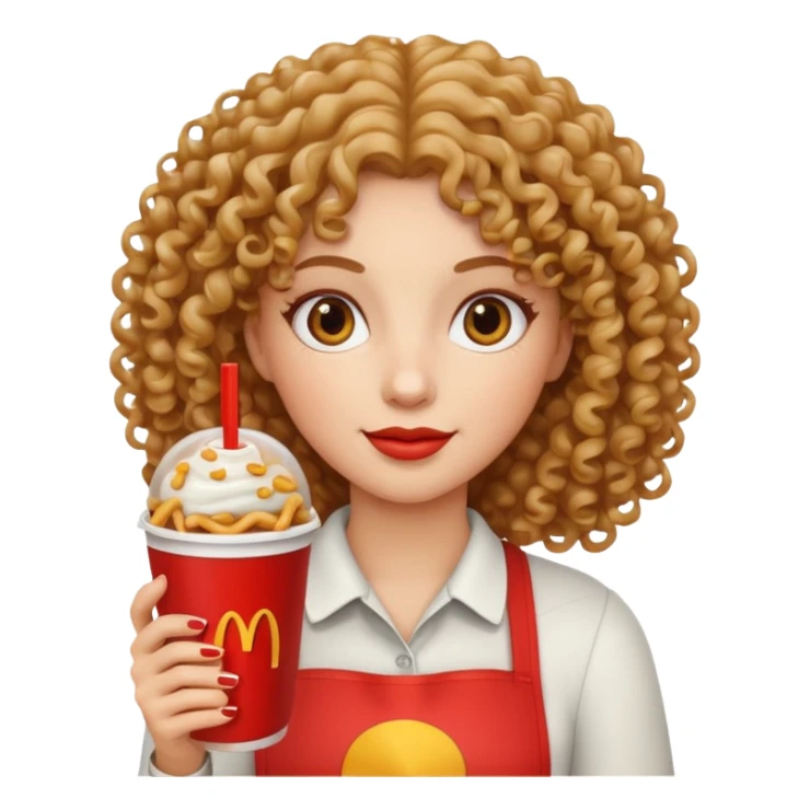 curly hair woman holding fastfood drink sticker