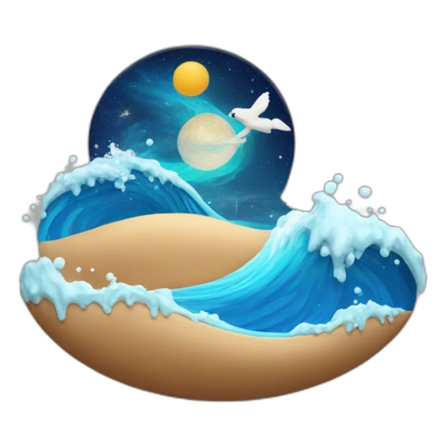 milky way, water wave, bird sticker