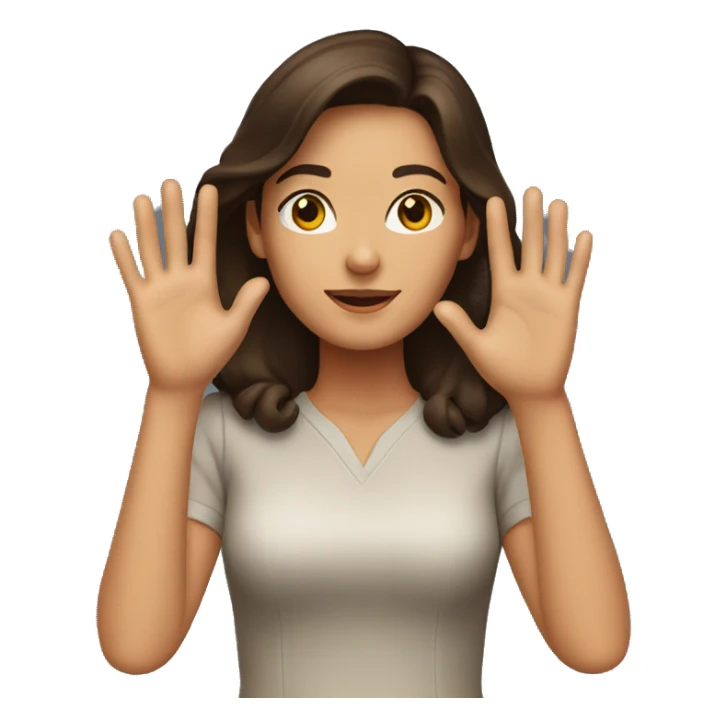 Brunette woman hands raised sticker