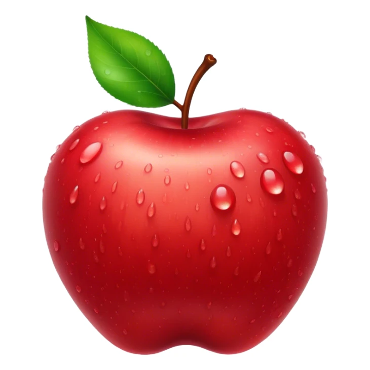 Cinematic crisp, shiny red apples, glistening under soft natural light, perfectly round with tiny water droplets, warm rich hues, highly detailed and fresh. sticker