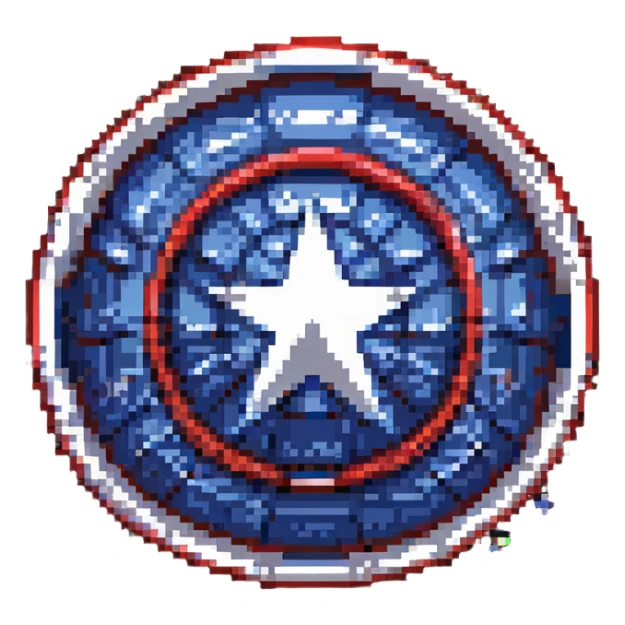 Captain America shield, red and blue colors only, metallic effect sticker