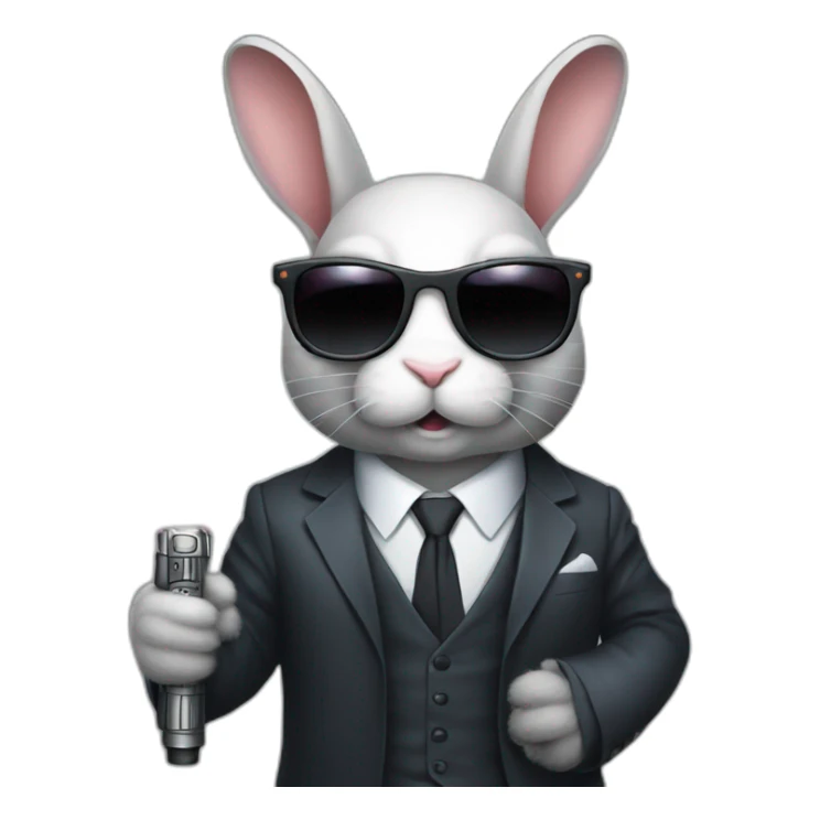 Rabbit with suit and sunglasses and  lightsaber light on sticker