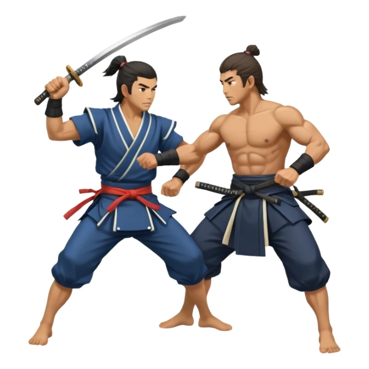 japan samurai fighting with a opther human sticker