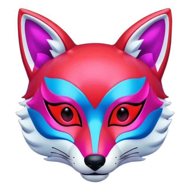 Luminous and neon mask with red, blue and pink fox glow. sticker