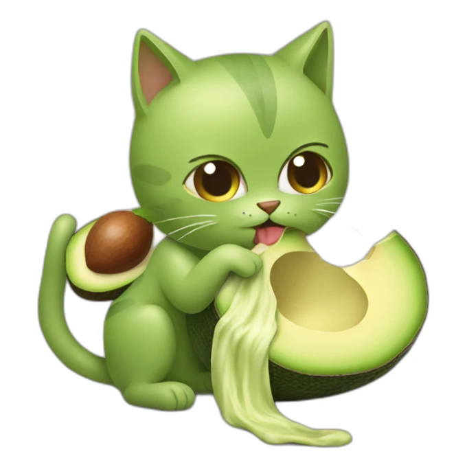 cat eating leg that is actually avocado sticker