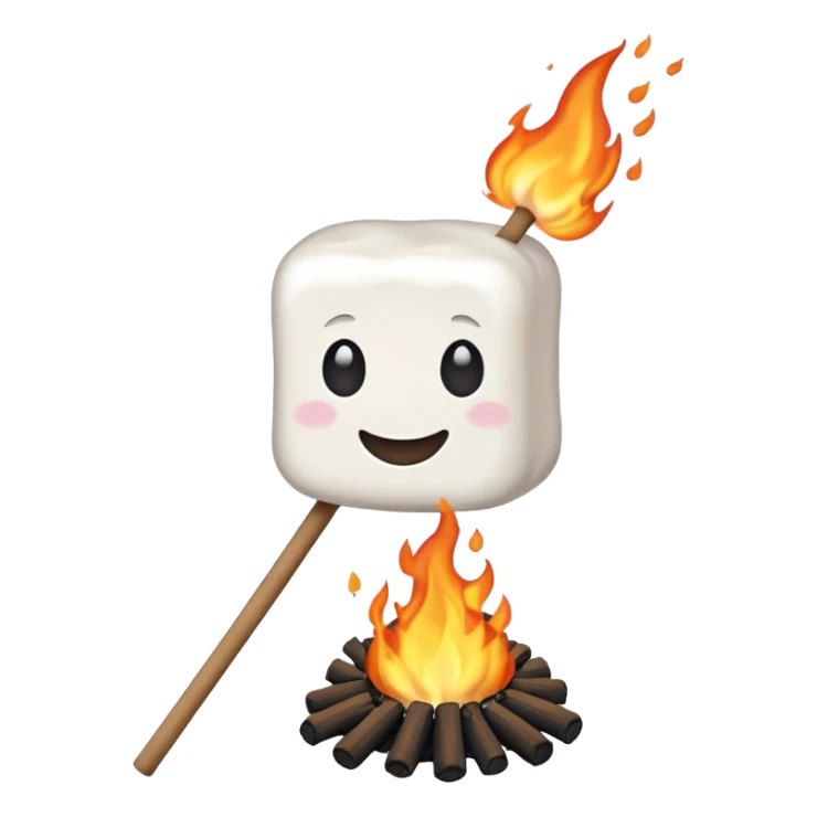 melting Marshmallow on stick at the fire sticker