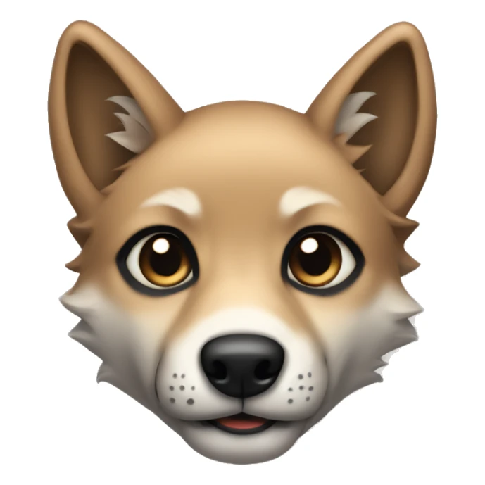 a light brown puppy-like wolf with black ears, black eyes sticker