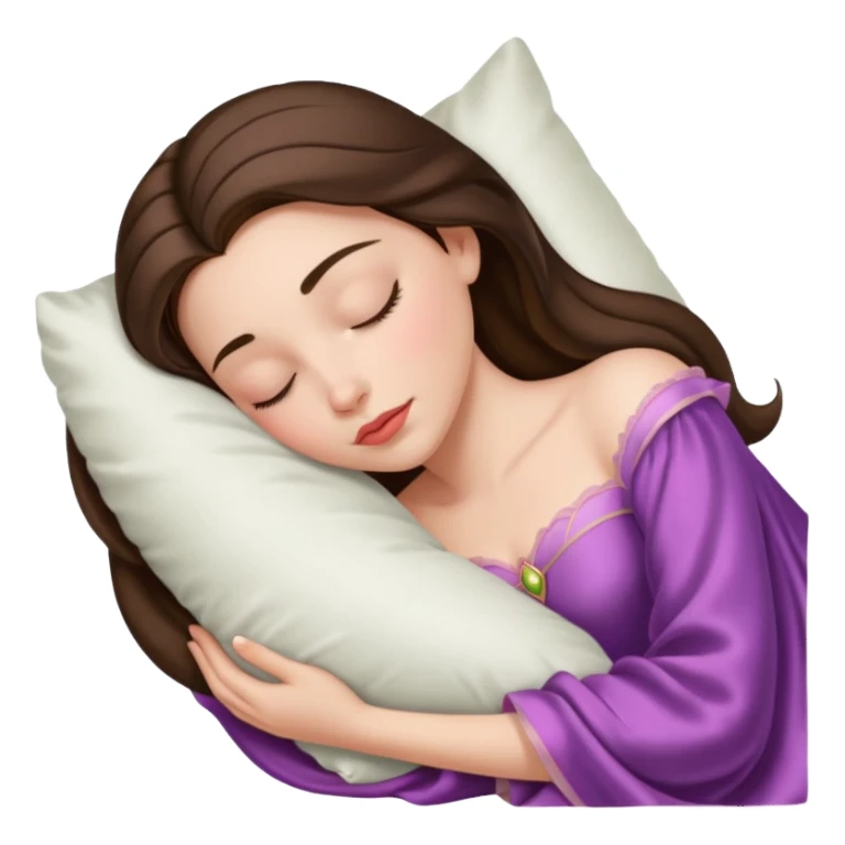 sleeping beauty brunette white girl with a silk pillow sticker