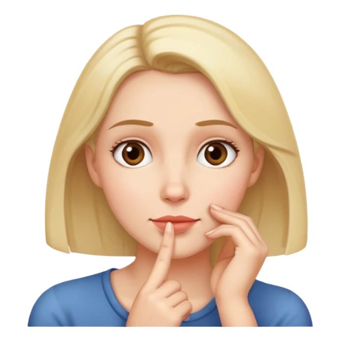 woman with hand on chin, looking up, thinking sticker