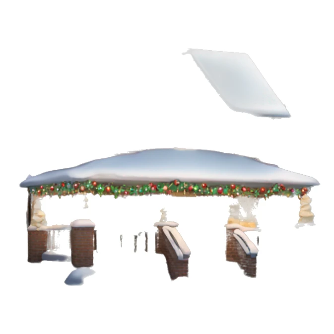 A house decorated for Christmas with snow sticker