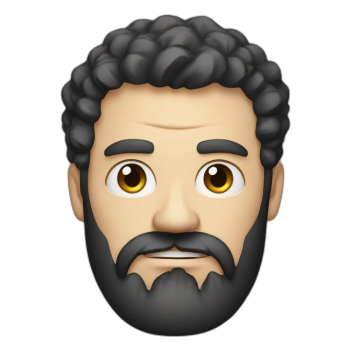 angry fierce white man, black beard and short curly hair, russian,  sticker