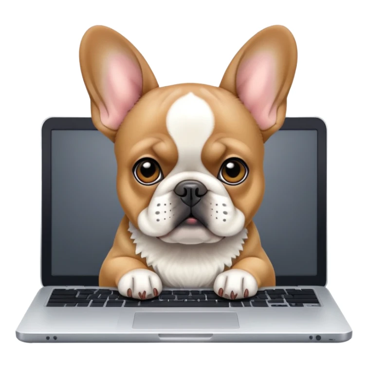Fawn French bulldog Behind laptop sticker
