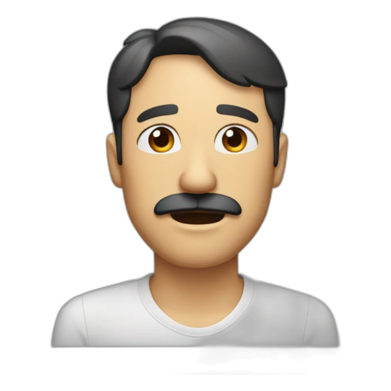 Middle aged man with dark short hair and mustache singing with his eyes closed and his mouth wide open sticker