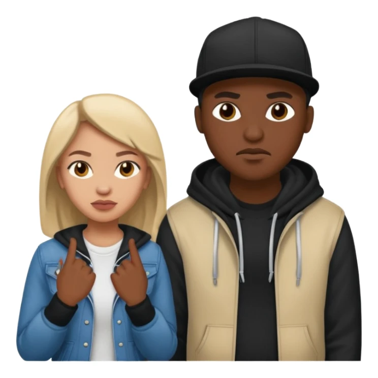 Multiracial hip hop couple love, mad, happy sticker